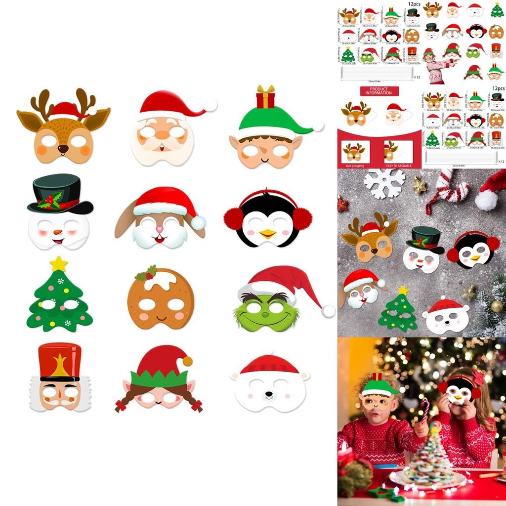 Snowman Reindeer Paper Masks Set With Festive Design For Christmas Events