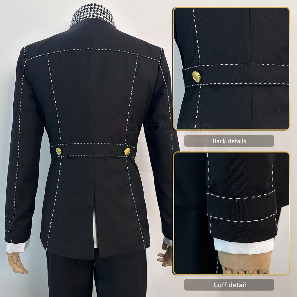 HOLOUN P4 Game Yu Narukami Cosplay Costume Wig School Uniform Embroidery Plaid Collar Suit Pants White Shirt Daily Wear
