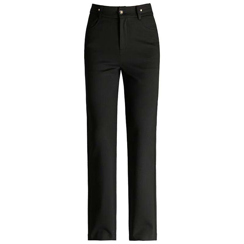 Mengshuya Women's High-Waist Slim Straight-Leg Knit Trousers