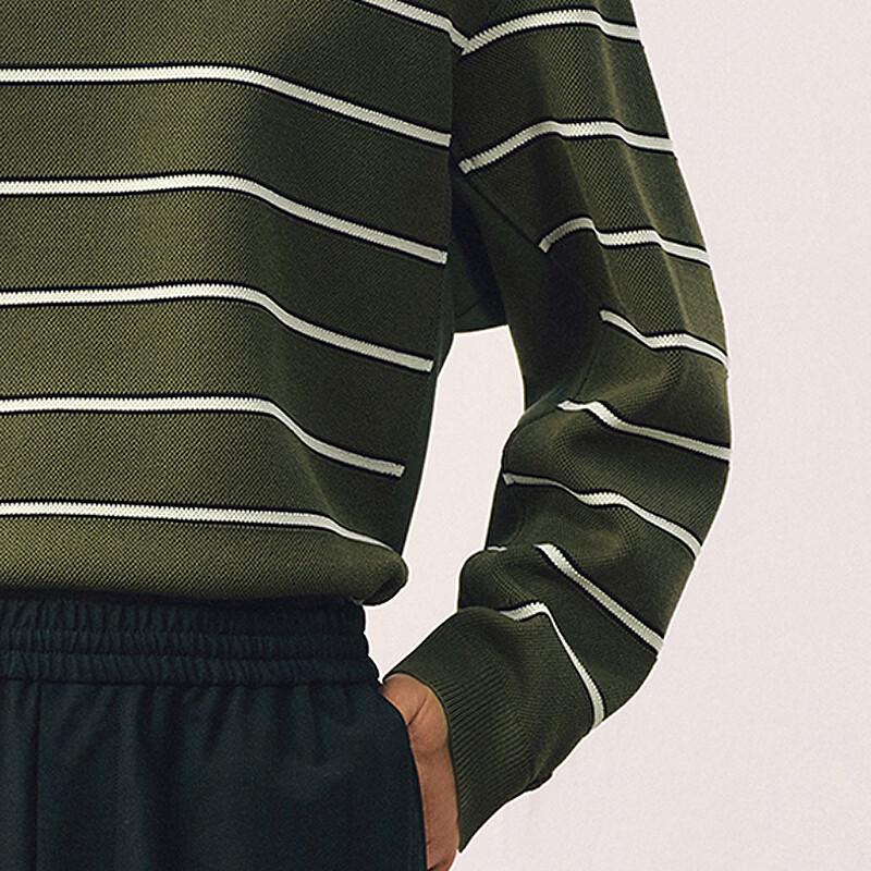 Men's Loose Fit Round Neck Striped Knit Sweater