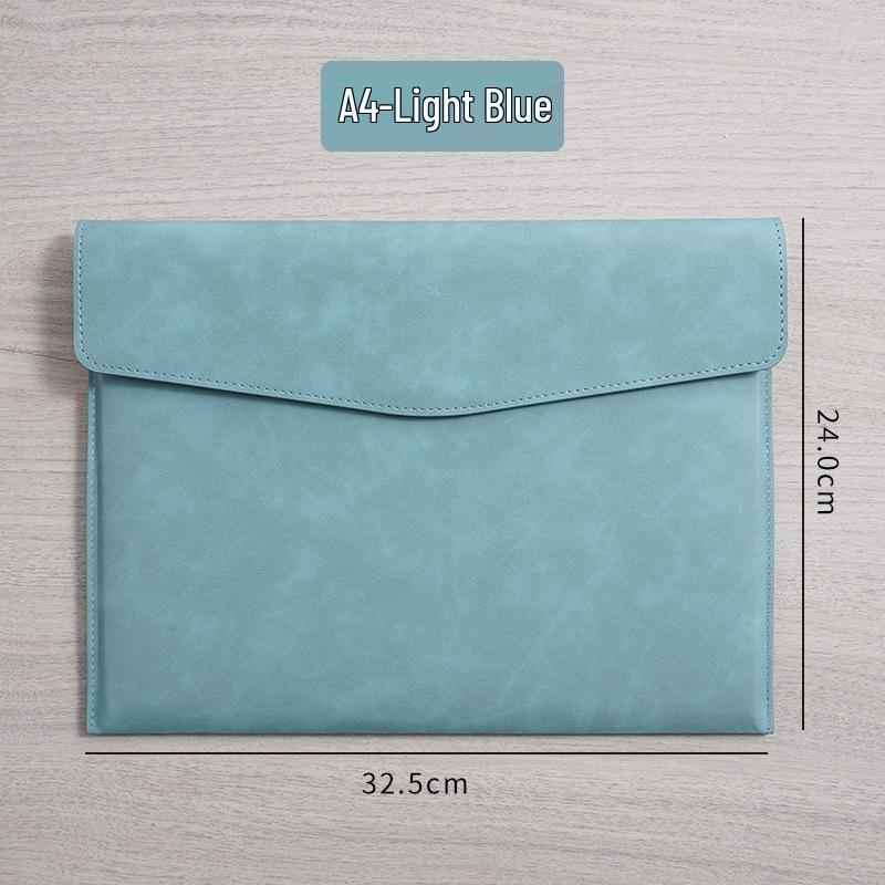 A4 Waterproof Leather Document Briefcase with Snap Closure and Large Capacity