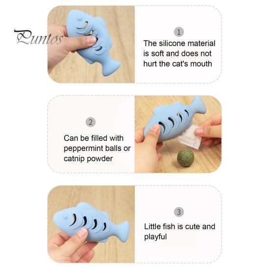 Katzenspielzeug aus Silikon in Fischform mit Katzenminzenbällen, bissfestes Zahnreinigungsspielzeug für Hauskatzen, interaktive Fischpuppe zur Linderung von Langeweile
