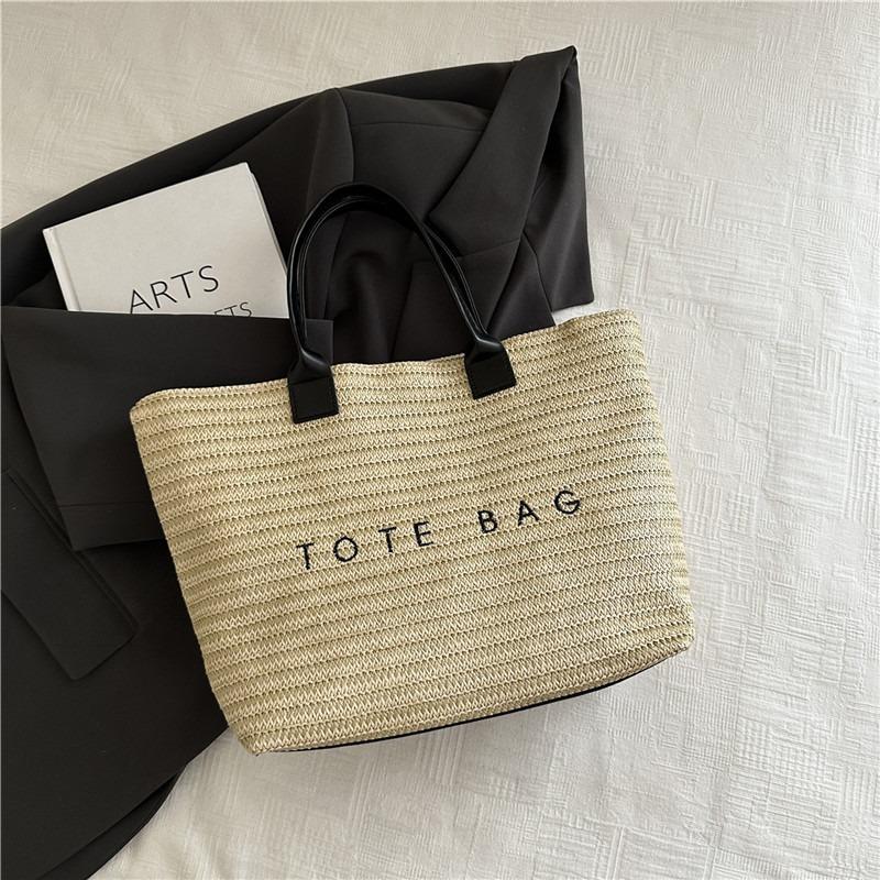 

Summer popular straw woven large bag women s new fashion letter woven tote bag seaside vacation beach bag
