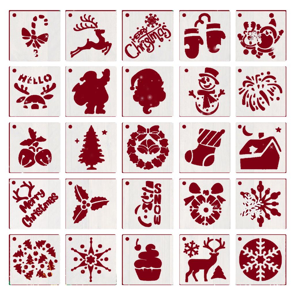 25Pcs Halloween Stencils for Crafts 3 Inch Drawing Template Drawing Craft Stencils for Painting On Wood Wall Pumpkin Home Decor
