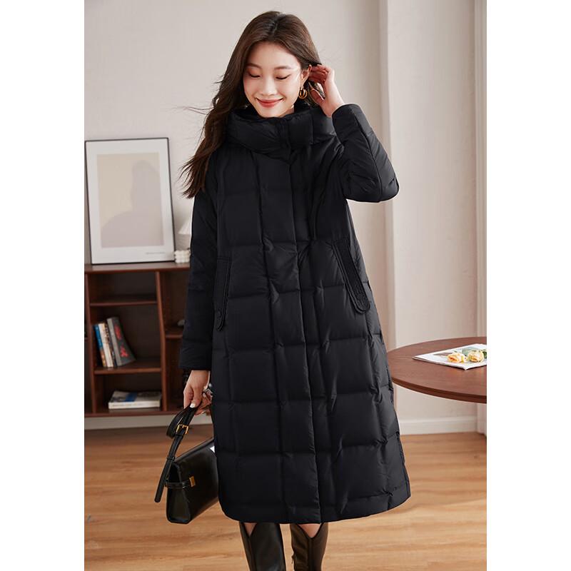 

Жіноча довга зимова куртка з капюшоном на качиному пуху S