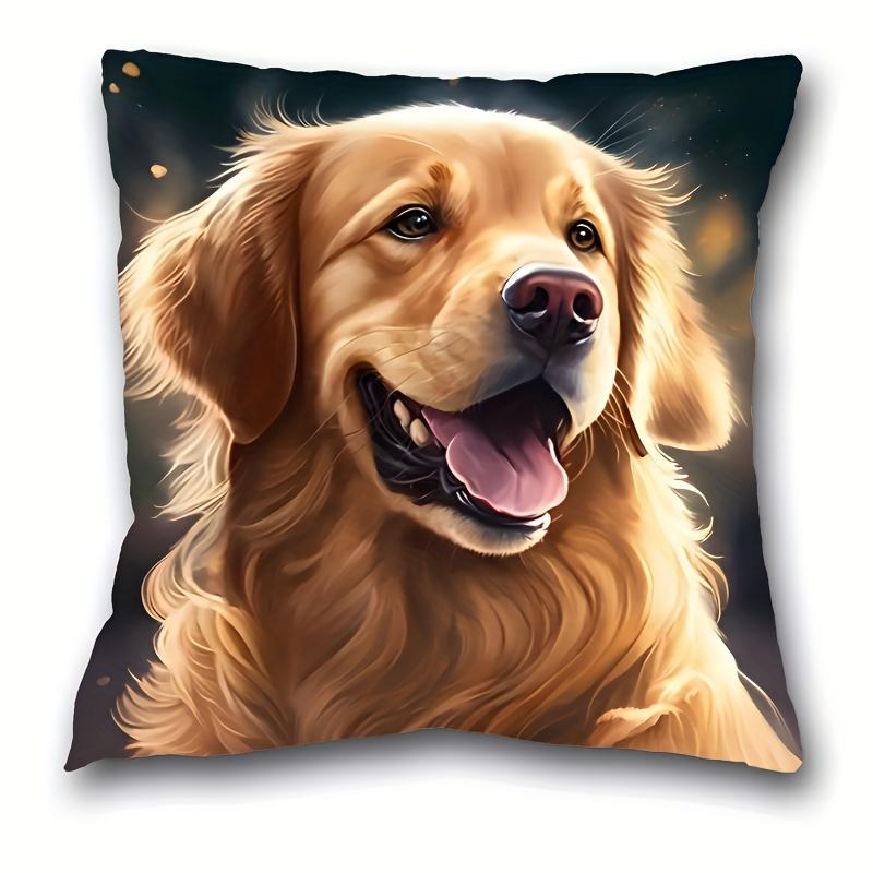 Pandara Jewelry Unisex Golden 1Pc Smiling Retriever Printed Throw Pillow Cover,Suitable For Sofa,Bedroom,Living Room,A Heartwarming Gift For Dog Lovers