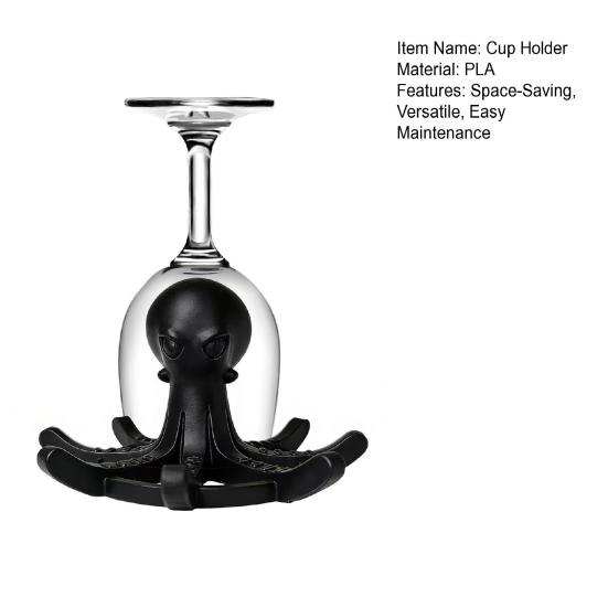 Octopus-Shaped Cup Drying Rack with 8-Arm Creative PLA Water Bottle Holder for Mugs Glasses Tumblers Space-Saving Countertop Organizer for Kitchen