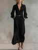 French Elegant Black Mesh Long Sleeve Waist-Cinching Slim Dress for Women