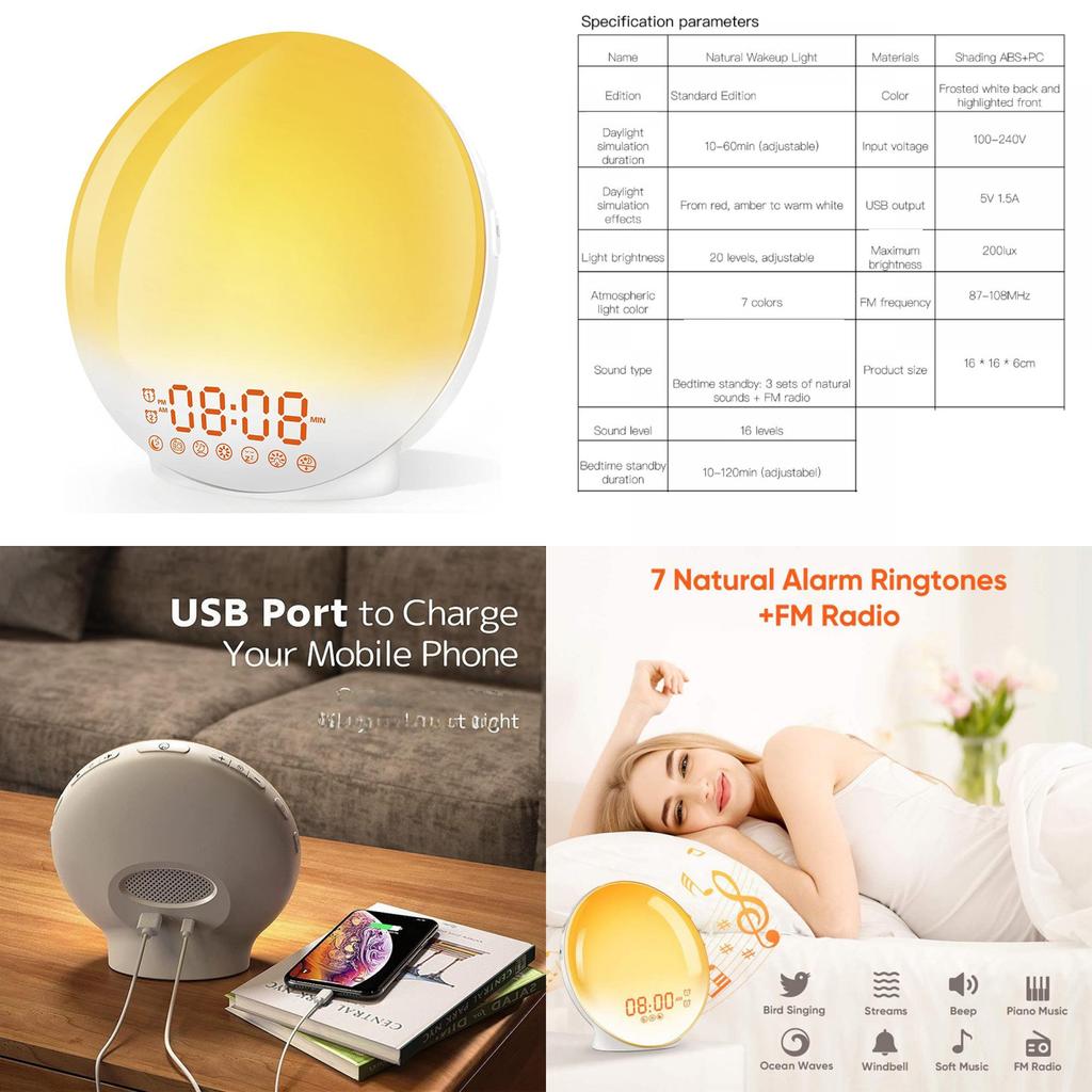 Colorful Sunrise Sunset Simulation Wake Up Light Led Alarm Clock For Cozy Ambiance