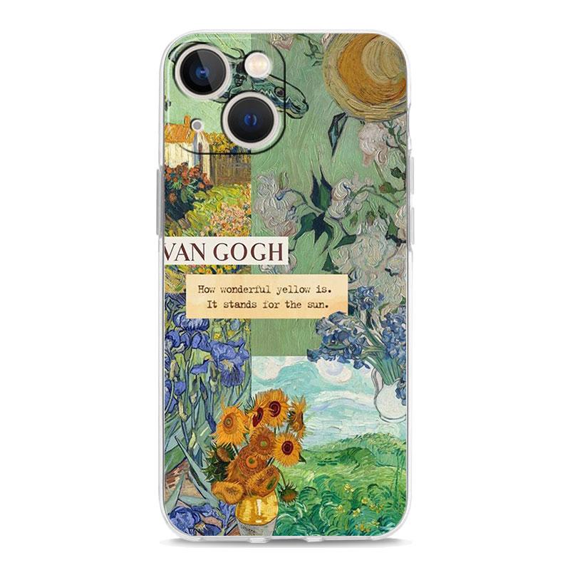 Phone Case For iPhone 15 14 13 12 Mini 11 Pro Max XS X XR 7 8 Plus Clear Shockproof Silicone TPU Cover Starry sky van gogh art