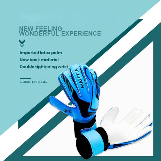 1 Paar Torwarthandschuhe, verdickt, verschleißfest, rutschfest, starke Griffe, Handflächen, fünf Finger, farblich passende Doppelschichten, Handgelenkschutz, Fußball