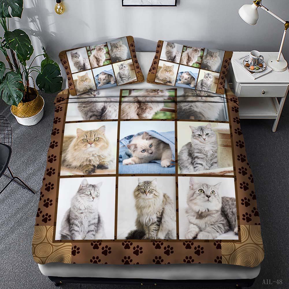 European and American style animal film and television quilt set three-piece 3D digital printing bedding