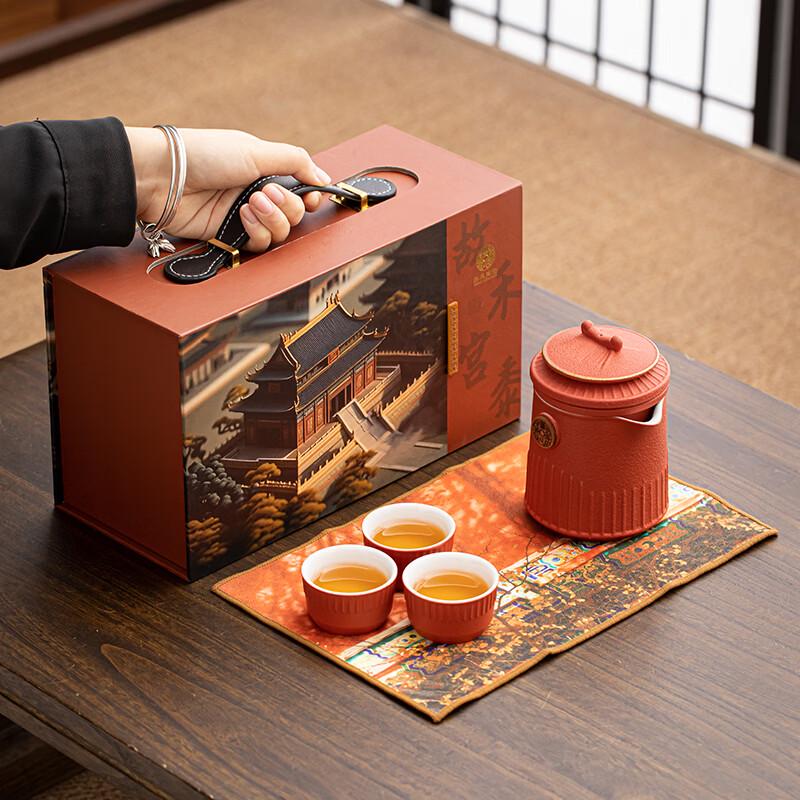 Susie Ceramic Palace Red Travel Kung Fu Tea Set