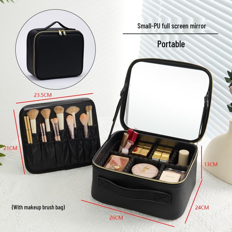 Women's LED Light Makeup Bag with Mirror 2025 – Large Capacity Handheld Cosmetic Storage Box