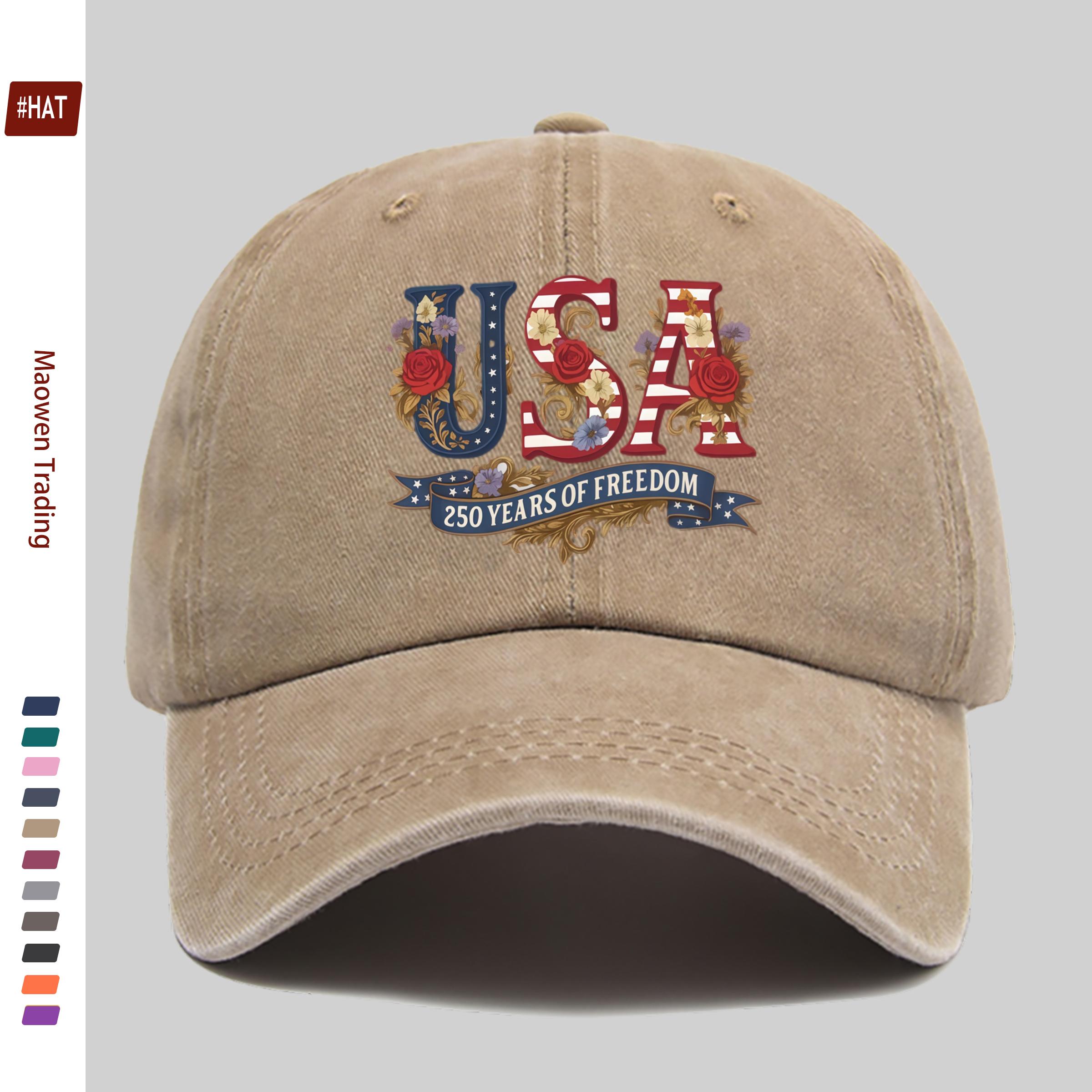 pc USA Th Anniversary Printed Baseball Cap with Floral Casual Decor Design Papa Hat Comfortable And Lightweight Adjustable 1pc