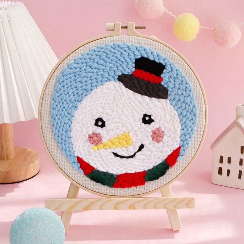 GATYZTORY DIY Punch Needle Kits for Beginners Cartoon with Hoop Punch Needle Embroidery Set Craft Yarn Painting Arts