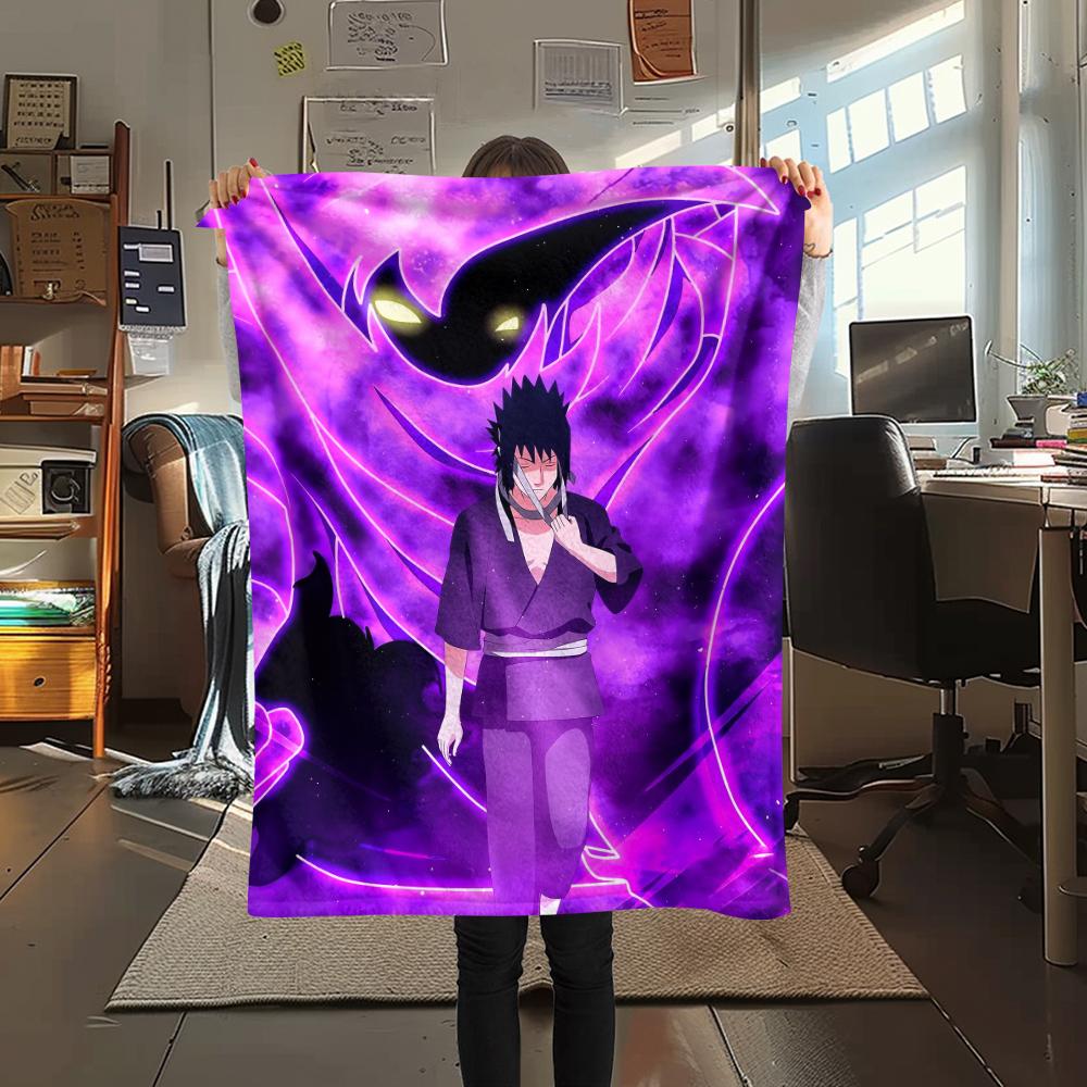 Flanelová deka se vzorem Sasukeho Uchihy, Vysoce kvalitní, Pohodlná pro všechna roční období, Domácí dekorace, Teplo a pohodlí, Perfektní pro dárky.