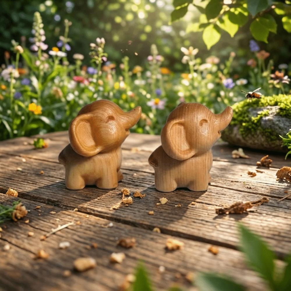 Intricately Carved Hand-Carved Elephant Mini Cute Elephant Figurines Decorative Solid Wood Wooden Elephant Statues