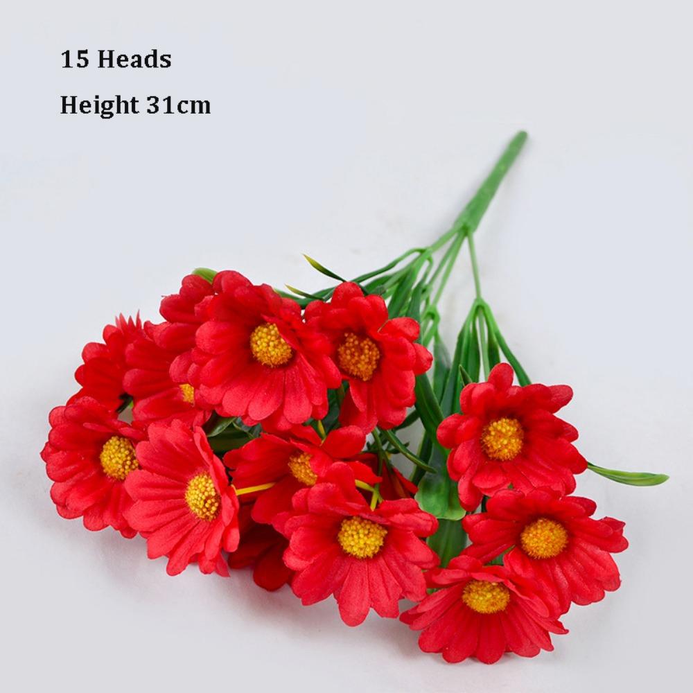 New 7/15 Heads Autumn Decoration Flower Plastic Silk Flower Yellow Yellow Sunflower Office Wedding Flower Home Decoration
