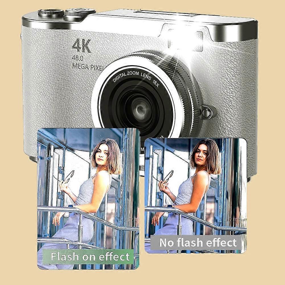 Fotocamera Digitale 4K 48MP Compatta Piccola Fotocamera Zoom 8X Fotocamera per Vlogging Schermo Ribaltabile 180 Videocamera per Adolescenti Adulti Principianti