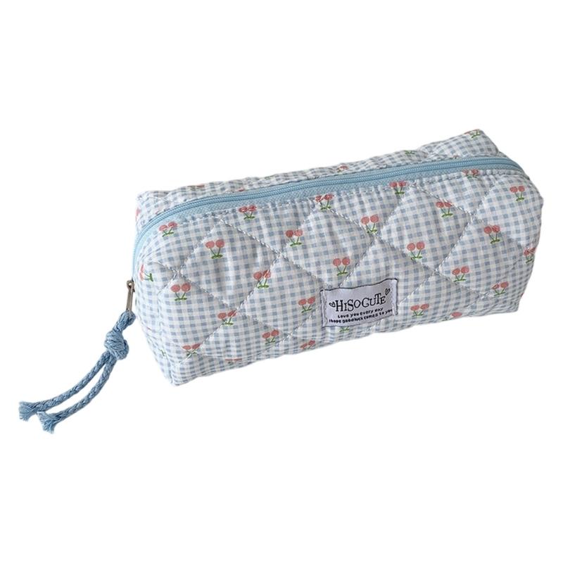 

Cherries Fabric Pencil Case Student Essential Pouch Multicolor Option Multifunctional Washable Pen Box for Boys Girls синій