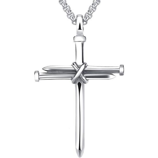 Man Women Titanium Steel Cross Pendant Long Chain Necklace Jewelry Gift