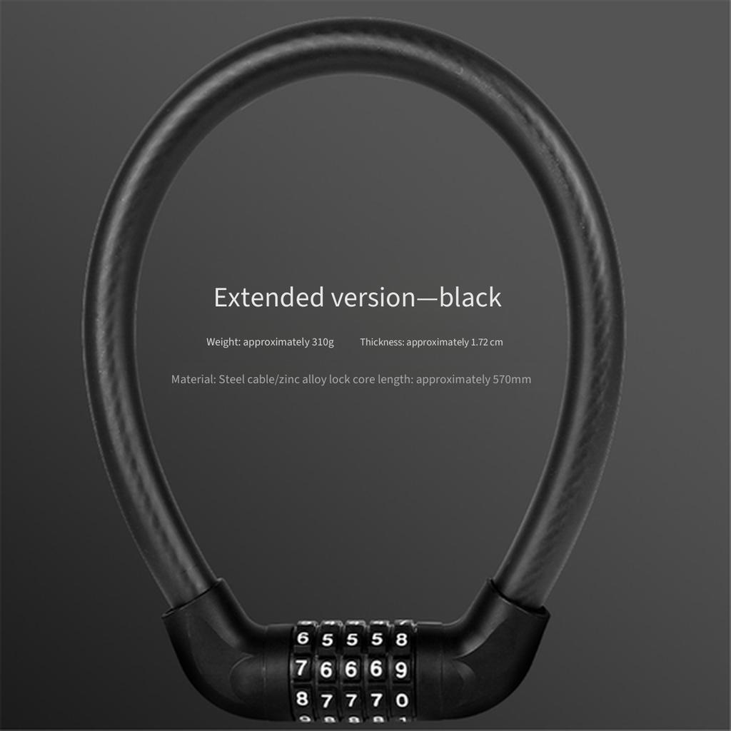 5‑Digit Password Bicycle Cable Lock, Thick Anti‑Cut Steel Wire Anti‑Theft Security Lock for Bicycle E‑Bike Motorcycle Cycling Equipment