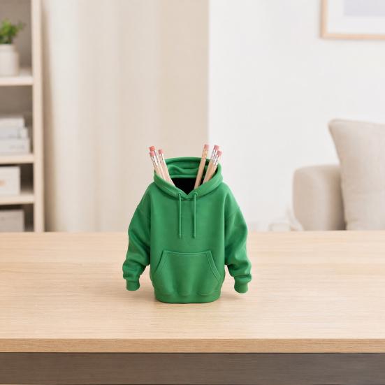 Novelty Pen Holder 3D Printed Sweatshirt Holder, Mini Hoodie Desk Organizer, Small Item Storage Container for Home Office Study Decor And