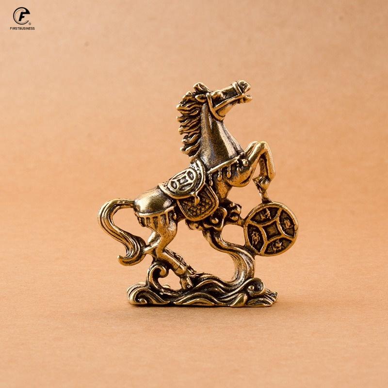 52g Brass Horse Step On Coins Lucky Statue Feng Shui Desk Miniatures Pure Copper Crafts Collections china Home Office Figurines