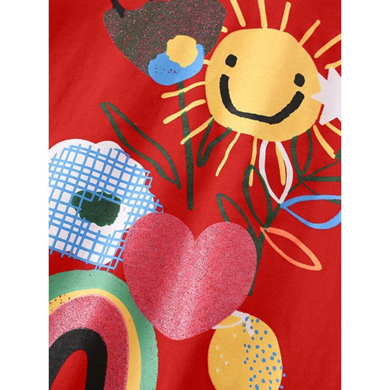 Summer New Style Export Children's Clothing Girls' Red Short-Sleeved T-Shirt Pure Cotton Kids' Baby Top Pullover Half-Sleeve 6 Years Old Trendy