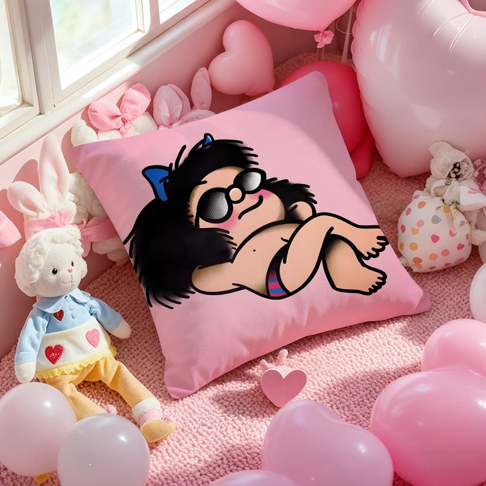 M-Mafalda Cartoon Cushion Cover Pattern Printed Pillowcase for Living Room Sofa Cushion Cover & Bedroom Decor