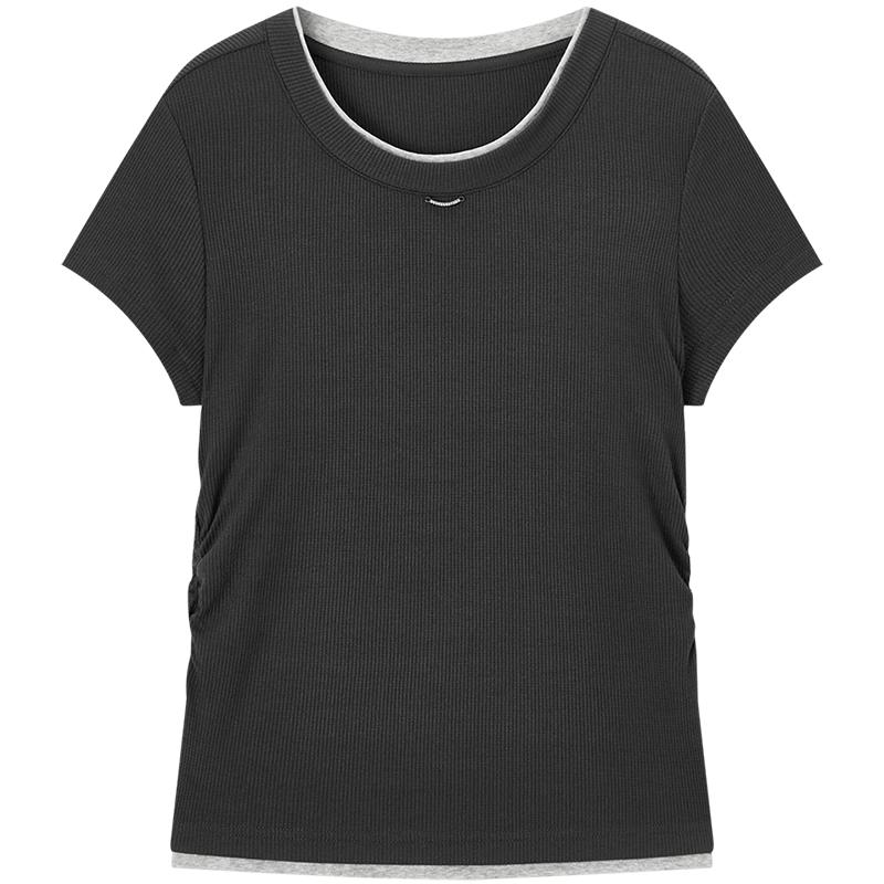 Women s Faux Two-Piece Slim Knit Top S