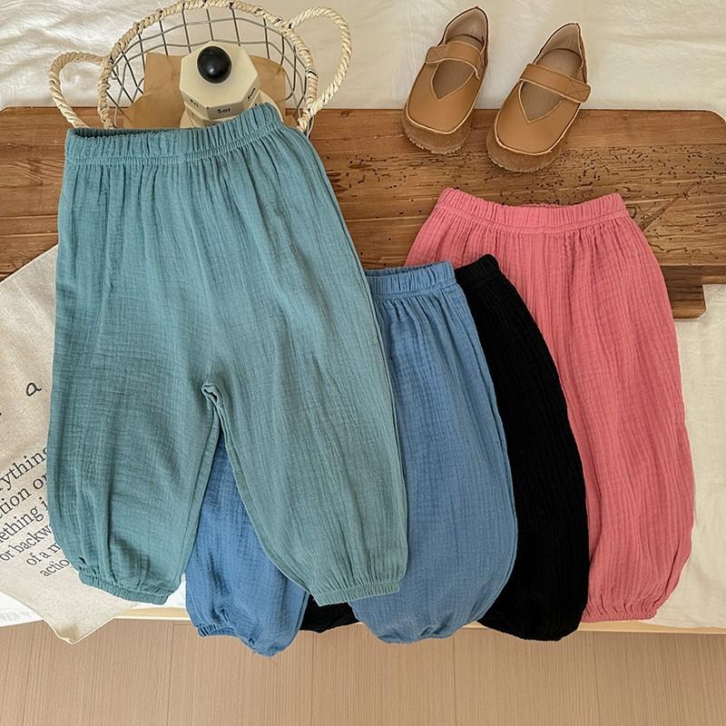 Kids Clothing Summer Thin Solid Color Anti Mosquito Pants Baby Boys Girls Loose Casual Trouser Simple Fashion Bloomers