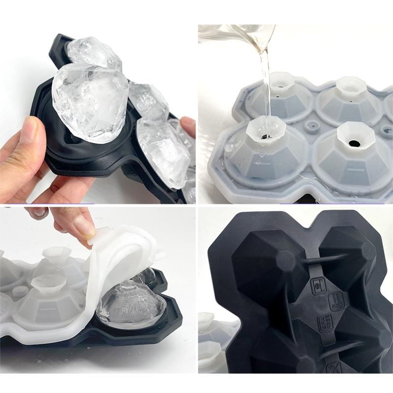 Lebensmittelechtes Silikon 3D Eiswürfelform Gefrierschrank Zarte Diamantkugel Eisformen für Whiskey und Cocktails DIY Eiskunst