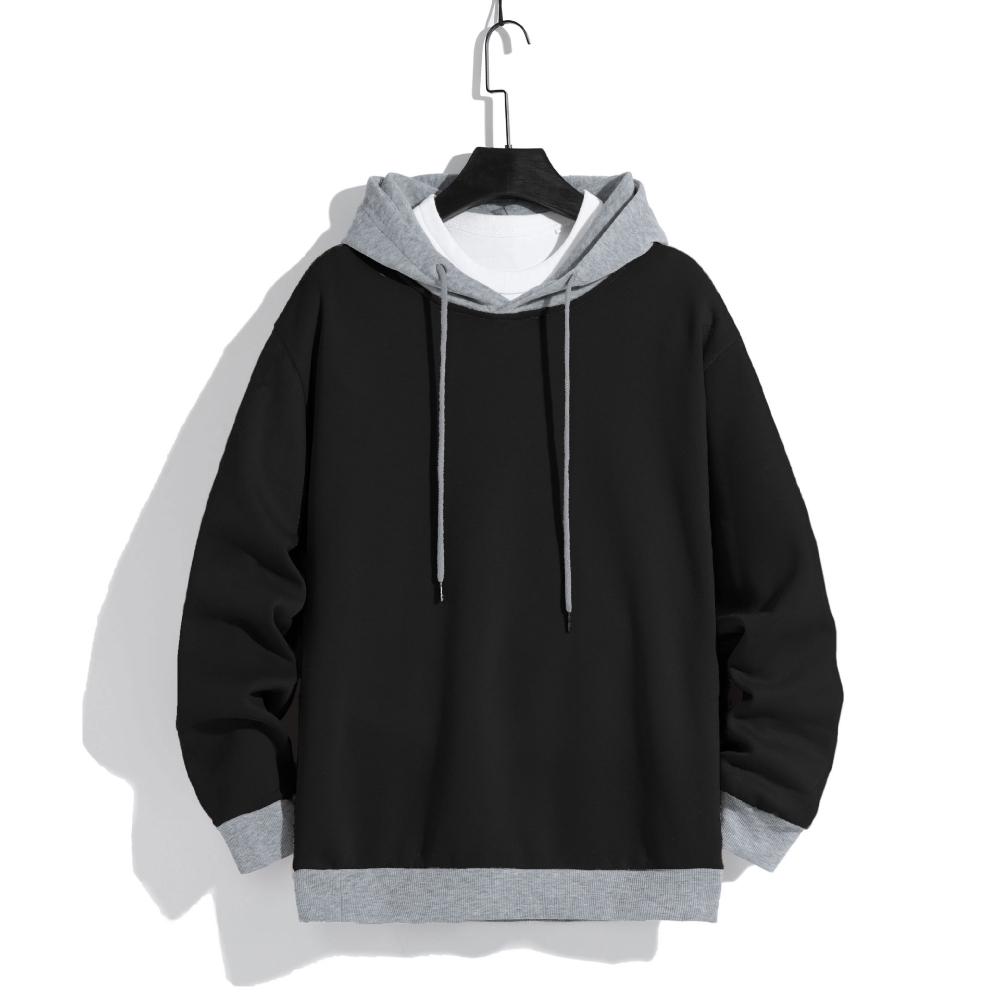 Męskie Bluzy z Kapturem Moda Wiosna Jesień Kontrastowy Kolor Casual Sportowe Outdoor Podstawowe Ubrania Proste Luźne Długie Rękawy