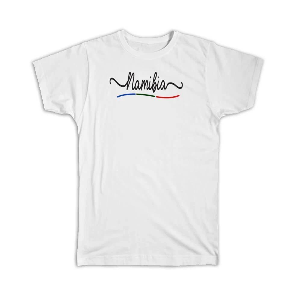 Gift T-Shirt : Namibia Flag Colors Namibian Travel Expat Country Minimalist 4XL