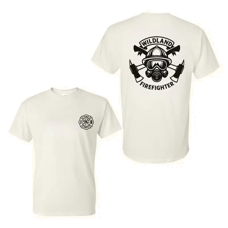 Wildland Firefighter Crossed Axes Helmet T-Shirt Fire Dept Graphic Tee S