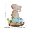 Vintage Wooden Easter Bunny Tabletop Centerpiece Farmhouse Spring Decor Egg Hugging Rabbit with Flowers for Dining Table Cabinet
