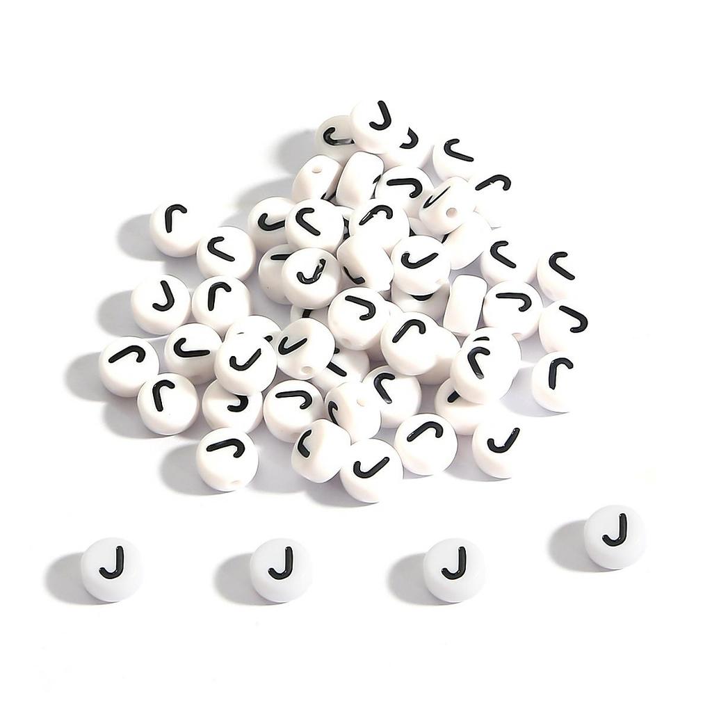 100Pcs Acrylic Letter Round Flat Beads DIY Jewelry Making Accessories