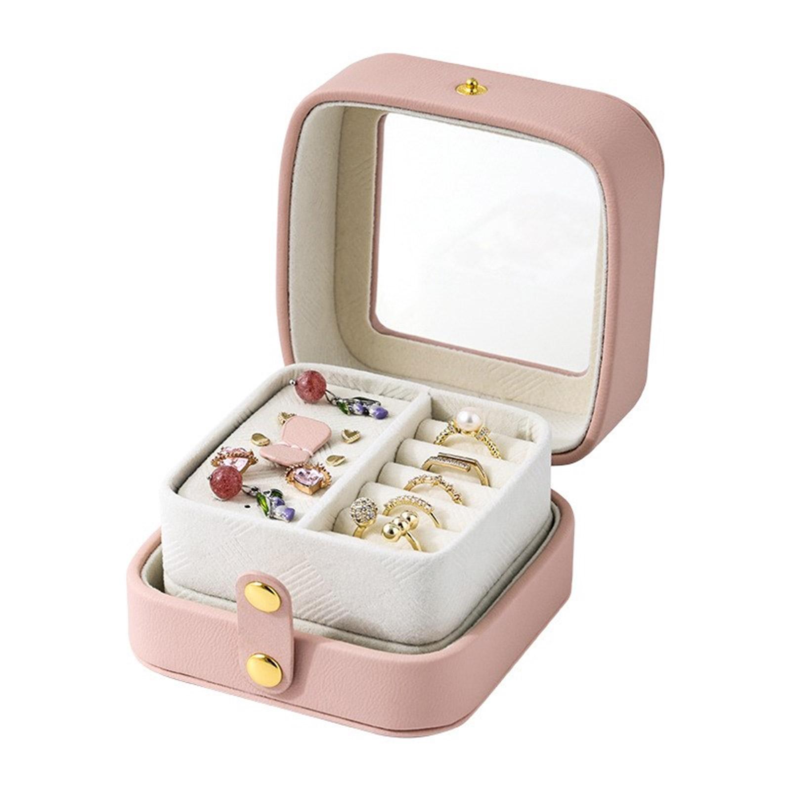 

Travel Friendly Jewelry Storage Case with Multiple Compartments Moisture Resistant Jewellery Container Accessories Box розовый