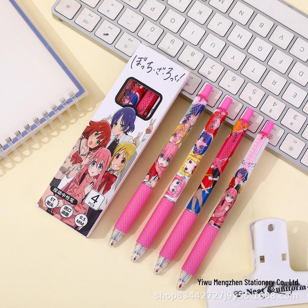 Girlish Heart Pink Ballet Bow Gel Pen - Quick-Drying Black Ink, Cartoon Design for Students