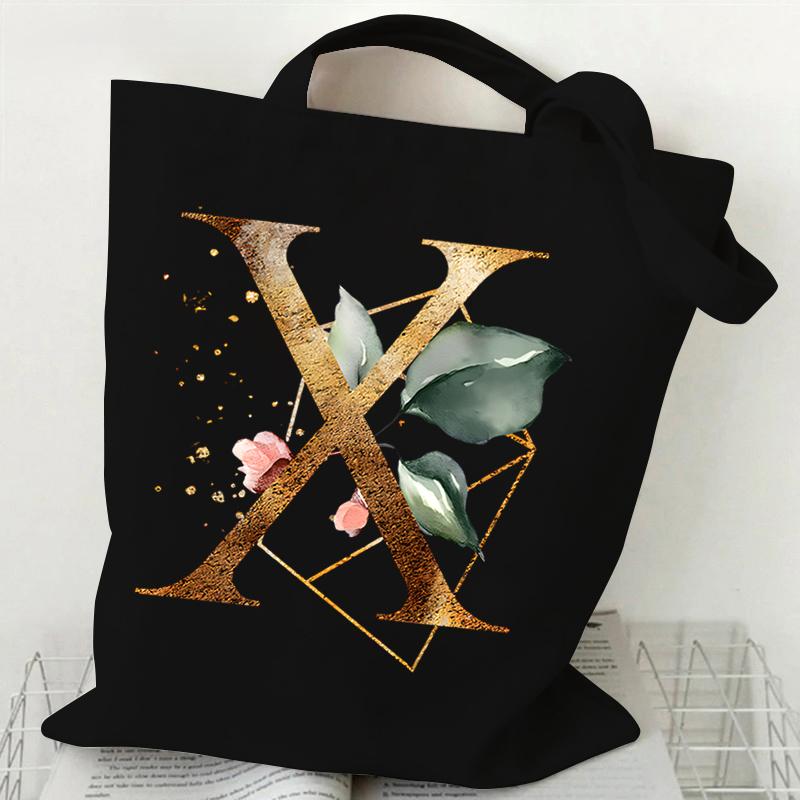 Print Canvas Bag Women's Shoulder Bag Fashion Floral Letter Ladies Hand Bags Alphabet Tote Bag