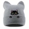 Popular Women's Probe Kitten Embroidered Beanie Birthday Gift Animal Cartoon Warm Knitted Hat