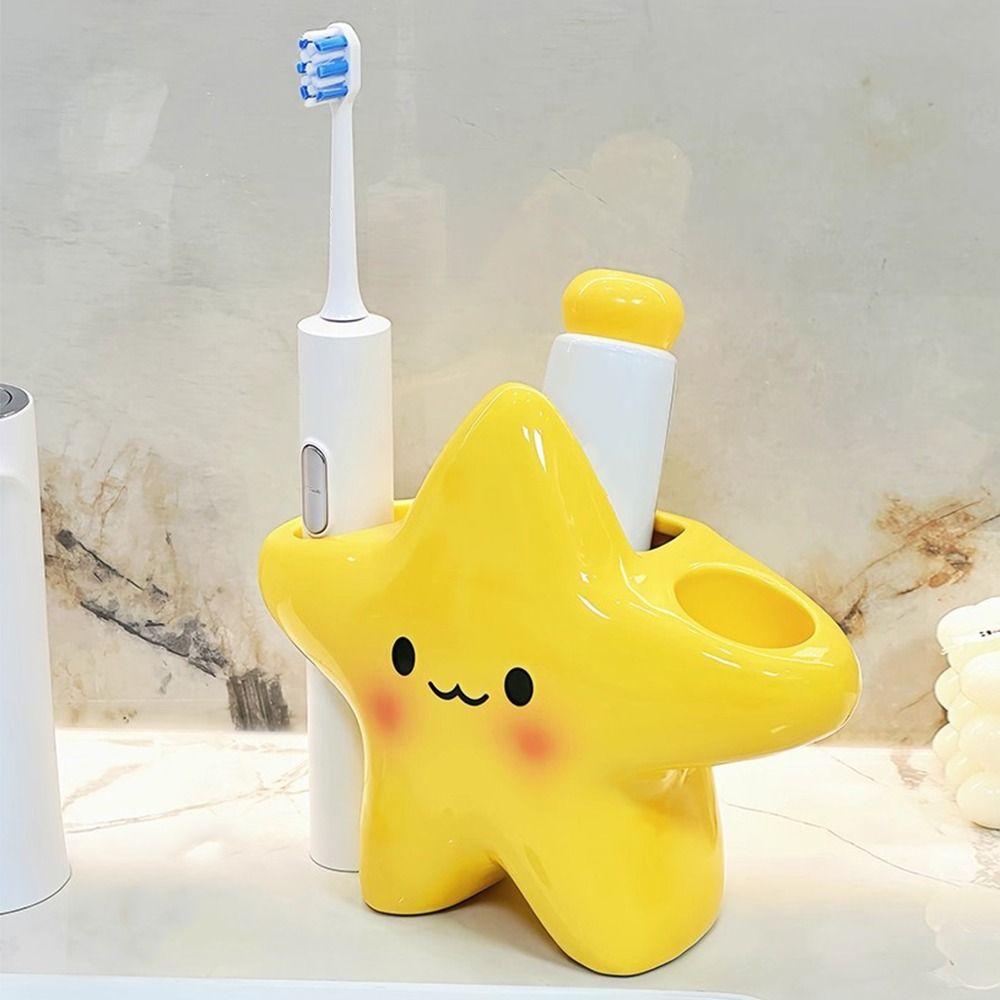 Creative Ceramic Pen Holder Waterproof Star Shaped Electric Toothbrush Holder Non Slip Portable Toothbrush Storage Rack