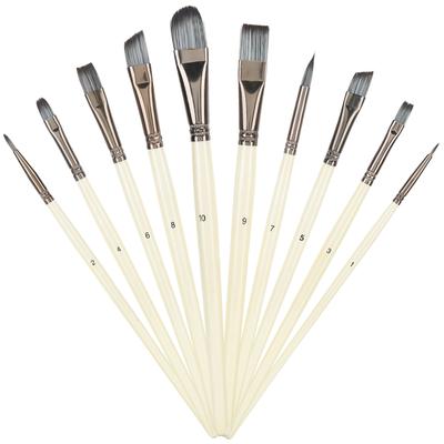 10pcs Nylon Hair Gouache Artist Paint Brush Portable Oil Painting Drawing Brush Set