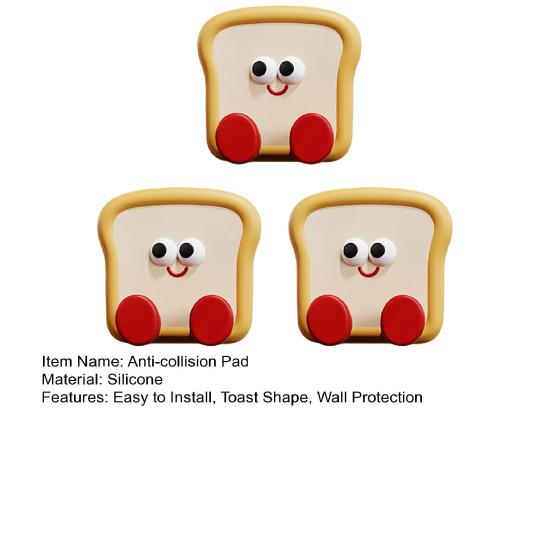 1/2/3Pcs Cartoon Toast Door Knob Stopper Wall Protector Self-Adhesive Silicone Door Stops Shock Absorbing Door Handle Anti-collision Pad Wall Bumper