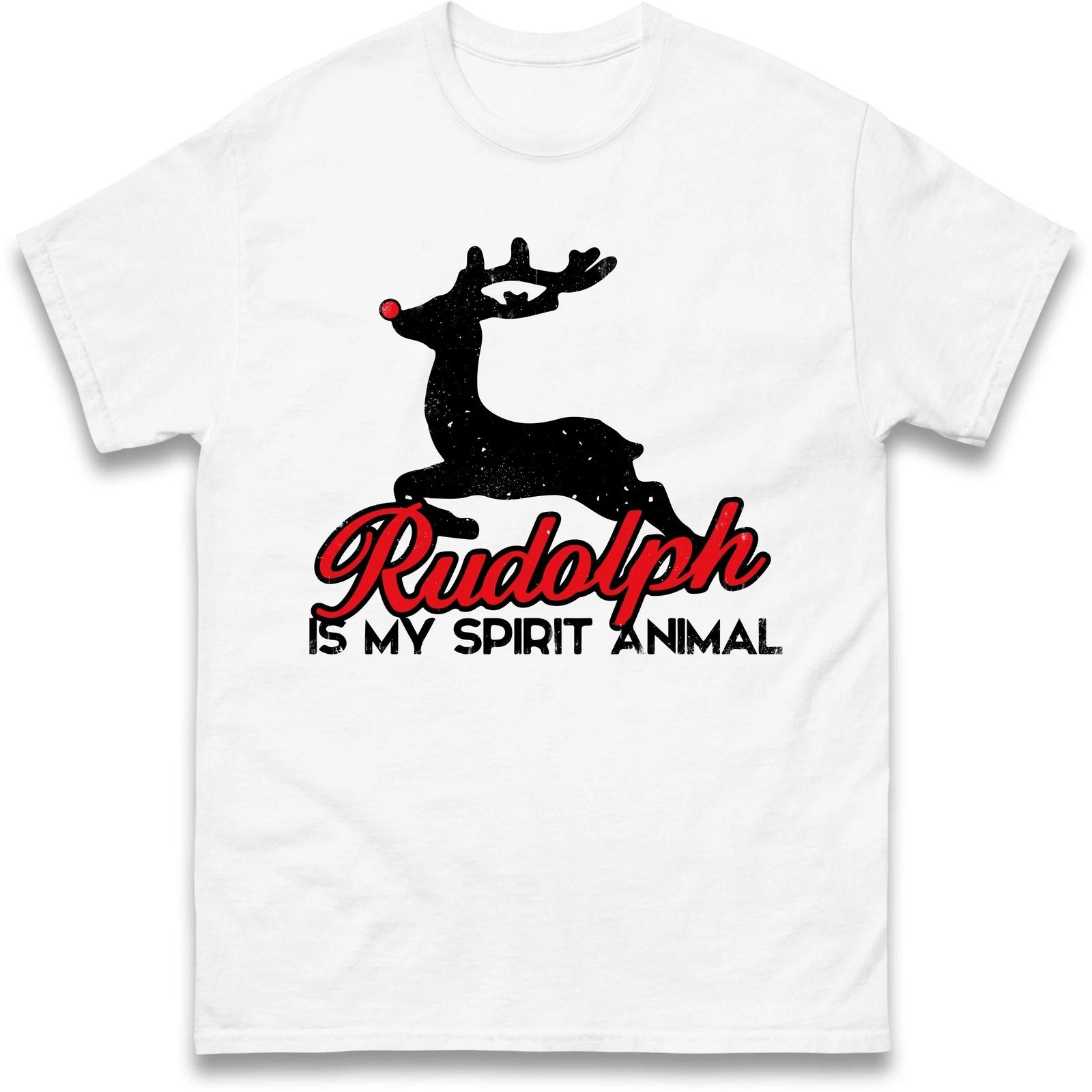 Rudolph is My Spirit Animal Christmas Holiday T Shirt,Offensive Christmas Tee S