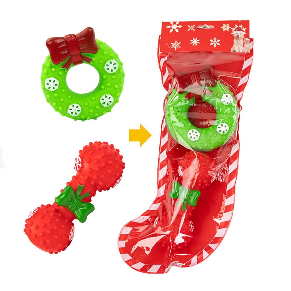 

Christmas Dog Stocking Toys Set Xmas Dog Toy Set with Squeaky Toys Puppy Chew Toys for Teething Bulk Ideal Holiday Gifts