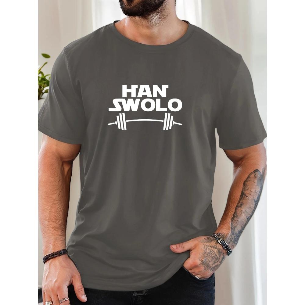 Men's HAN SWOLO Pattern Summer Casual Round Neck Short T-shirt