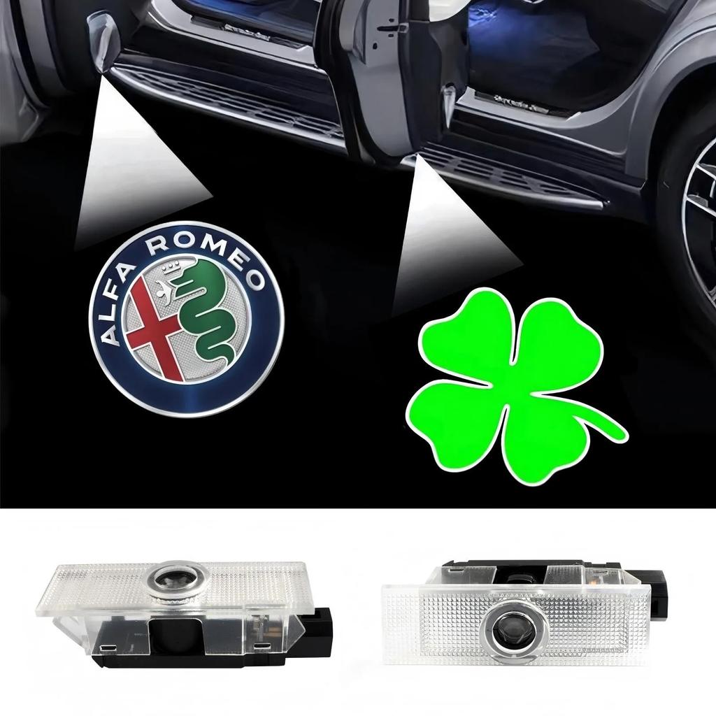  For Alfa Romeo Car Sticker 2X Led Car Door Welcome Projector For Alfa Romeo 159 166 Giulia Mito Giulietta Stelvio Brera Ghost Shfgh2